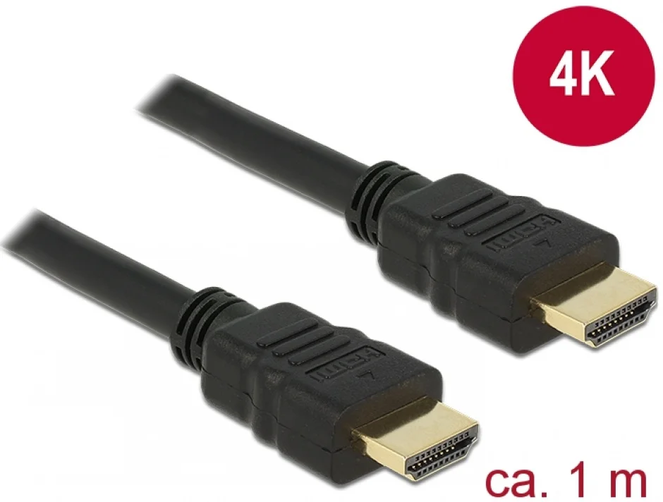 Cablu HDMI High Speed cu Ethernet 4K30Hz 1m, Delock 84752