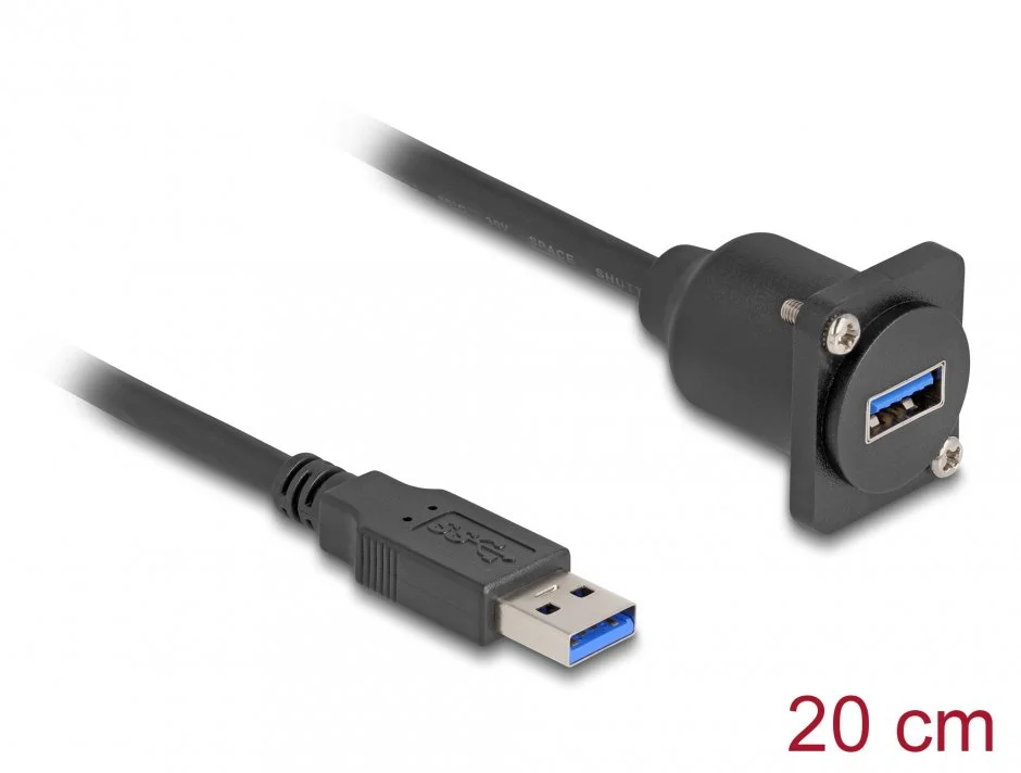 Cablu prelungitor USB 3.0-A T-M D-type 0.2m, Delock 87967