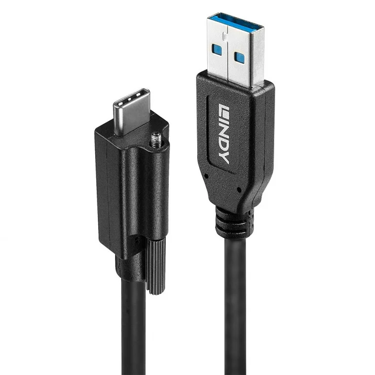 Cablu USB 3.1-A la USB-C 3.1 cu surub T-T 1m negru, Lindy L41878*