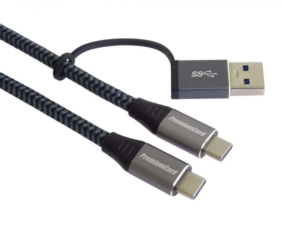 Cablu USB 3.2 Gen2 type C + adaptor USB-A T-T 3A/60W 2m, ku31cq2