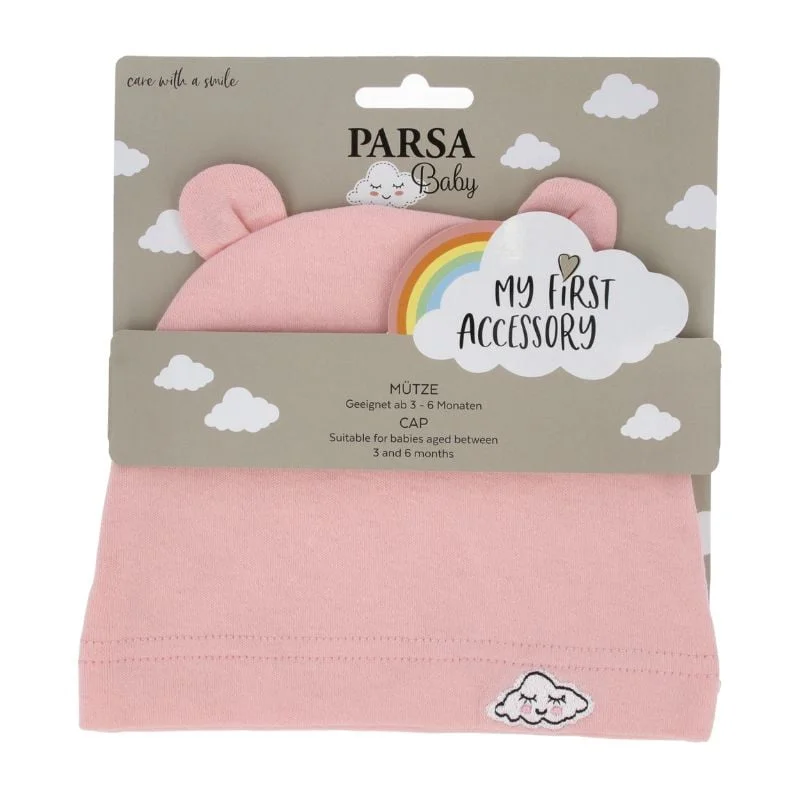 Caciulita cu urechiuse si norisor, roz, 1 bucata, Parsa