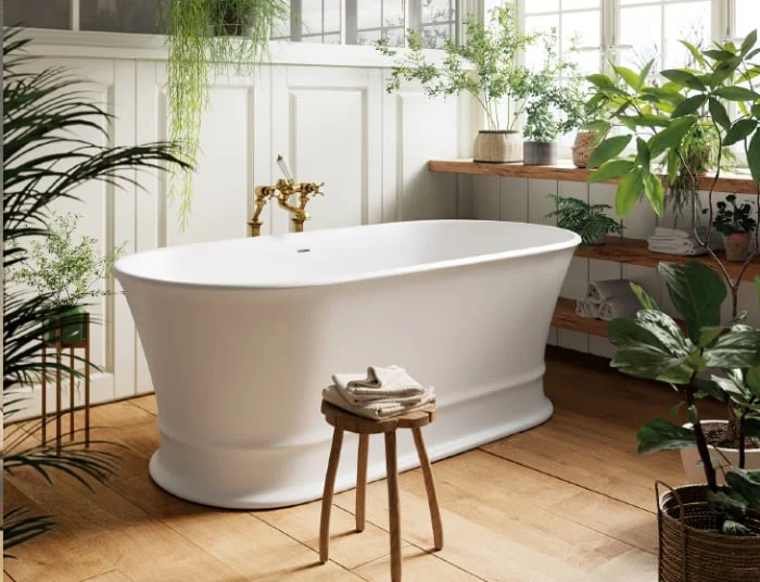 Cada baie freestanding ovala, compozit, 159 x 78 cm, Cast Marble Alcamo