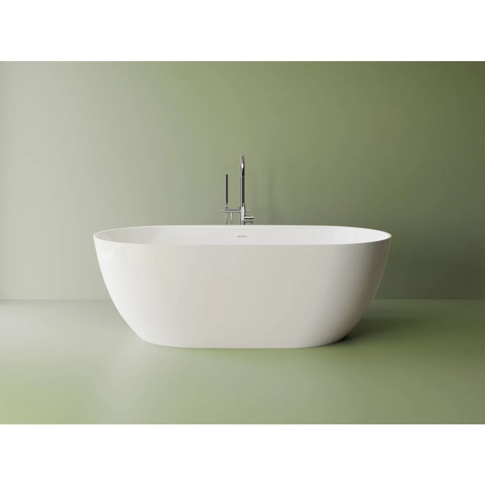 Cada freestanding compozit Marmite Lagos, 150 x 73 cm, ovala, alb lucios