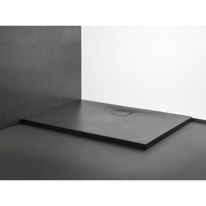 Cadita de dus dreptunghiulara, din marmura turnata, antracit, 100x80x4 cm, KolpaSan Moonwalk