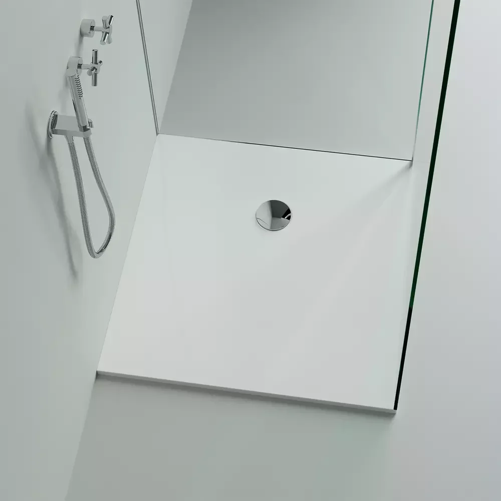 Cadita de dus patrata, din compozit, alba, 90x90x3 cm, Marmite Burgos