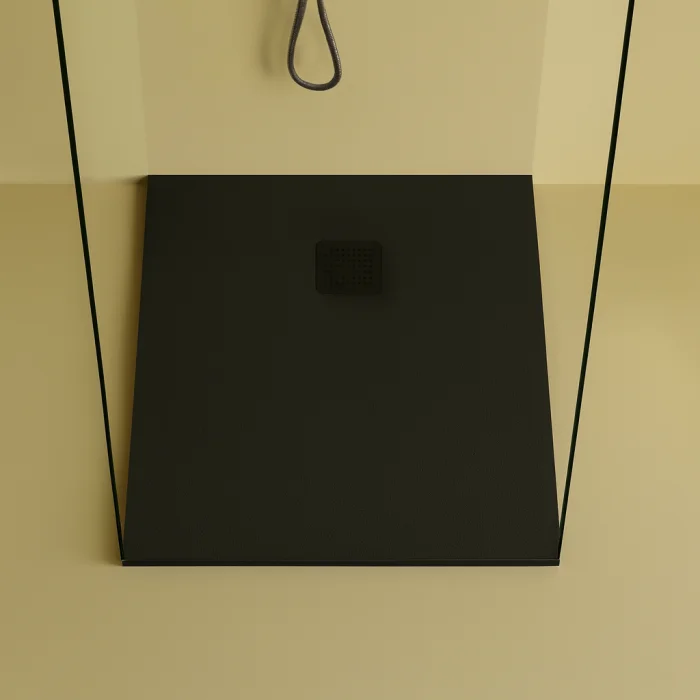 Cadita de dus patrata, din compozit, neagra, 90x90 cm, Foglia Square