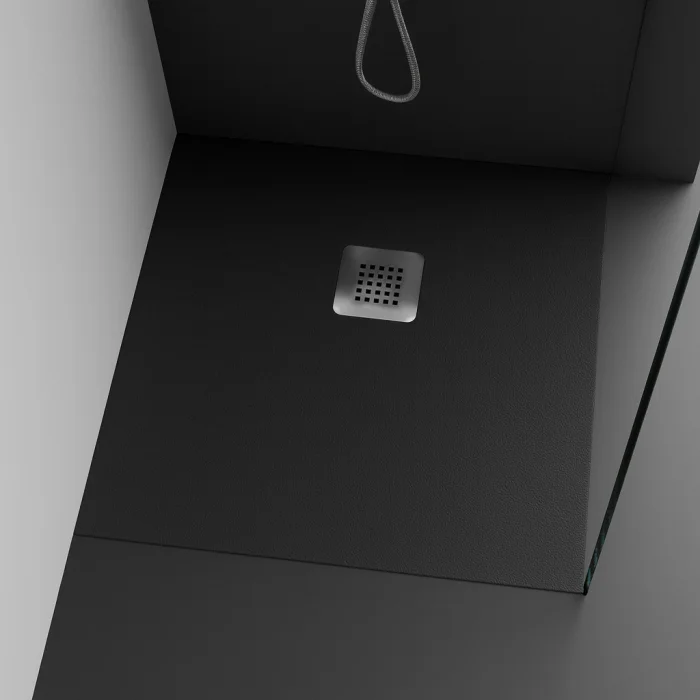 Cadita de dus patrata, din compozit, neagra, textura antislip, 80x80 cm, Foglia Shape