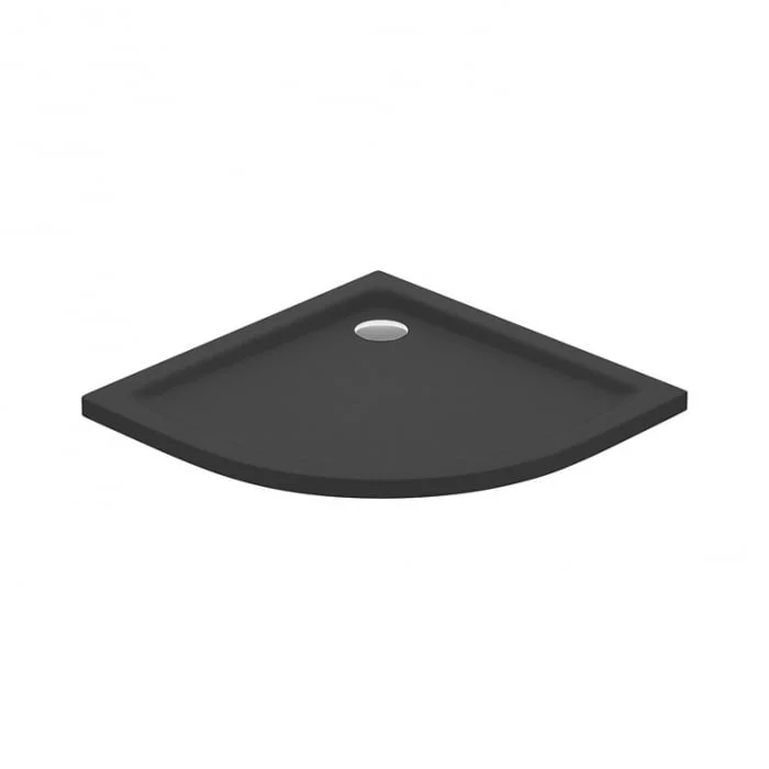 Cadita de dus remirotunda, acril, slim, negru mat, 90x90x4 cm, Cersanit Tako Slim