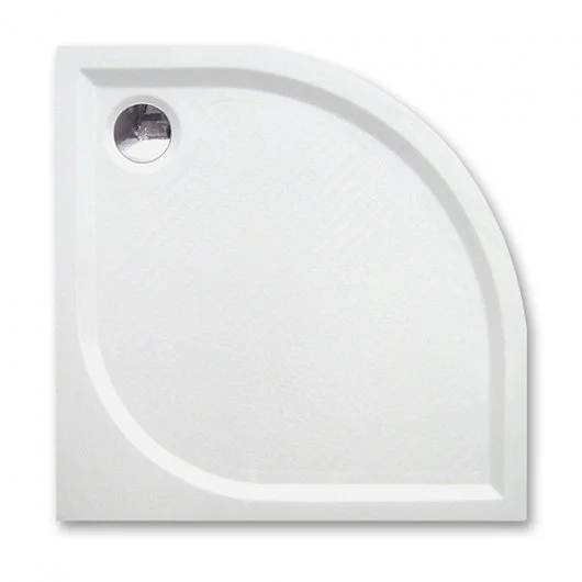 Cadita de dus semirotunda, din marmura, alba, 90x90x3 cm, finisaj anti-alunecare, Roth Dream-M