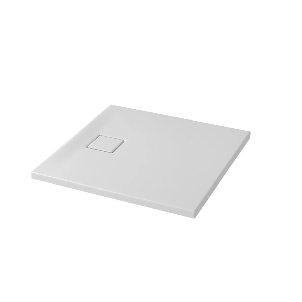 Cadita dus patrata alb mat 80x80 cm Cersanit Tako Slim cu sifon inclus