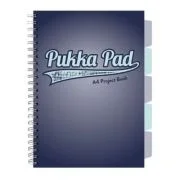 Caiet A4 cu spira si separatoare Pukka Pad Project Book, 200 file, matematica, albastru