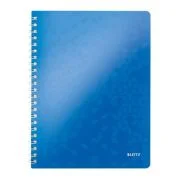 Caiet de birou Leitz WOW, PP, A4, cu spira, matematica, albastru metalizat