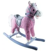 Calut Balansoar, lemn + plus, roz, 74x33x62 cm