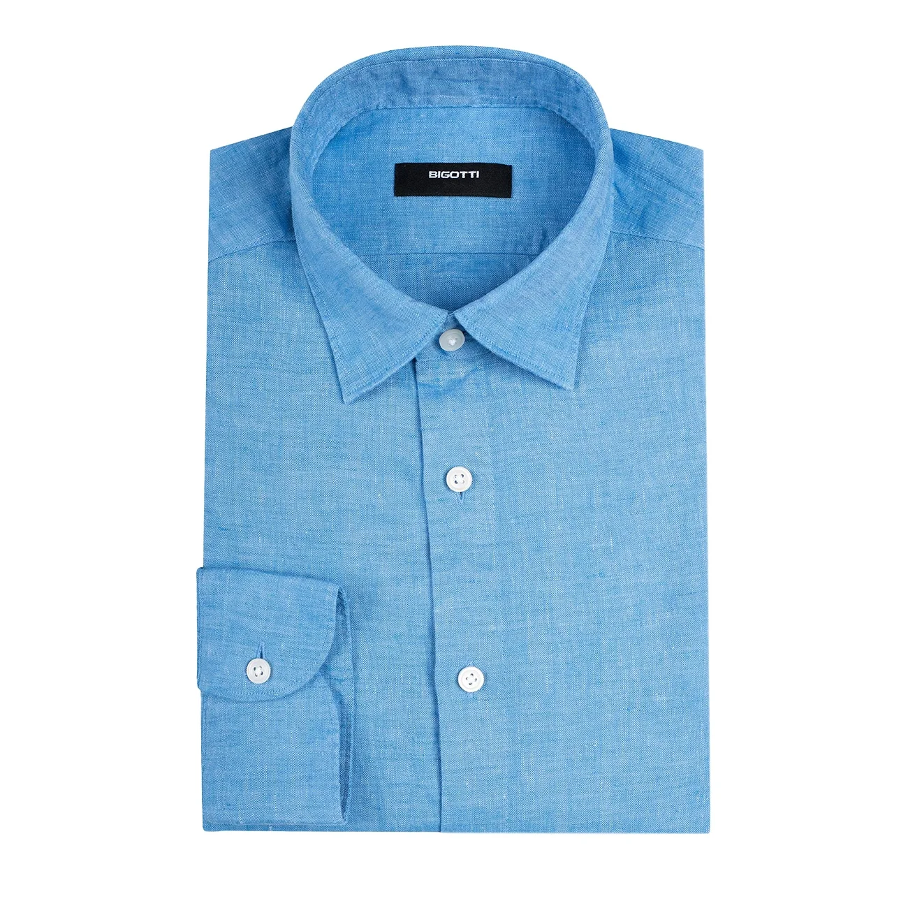 Camasa din 100% in slim uni albastra  L