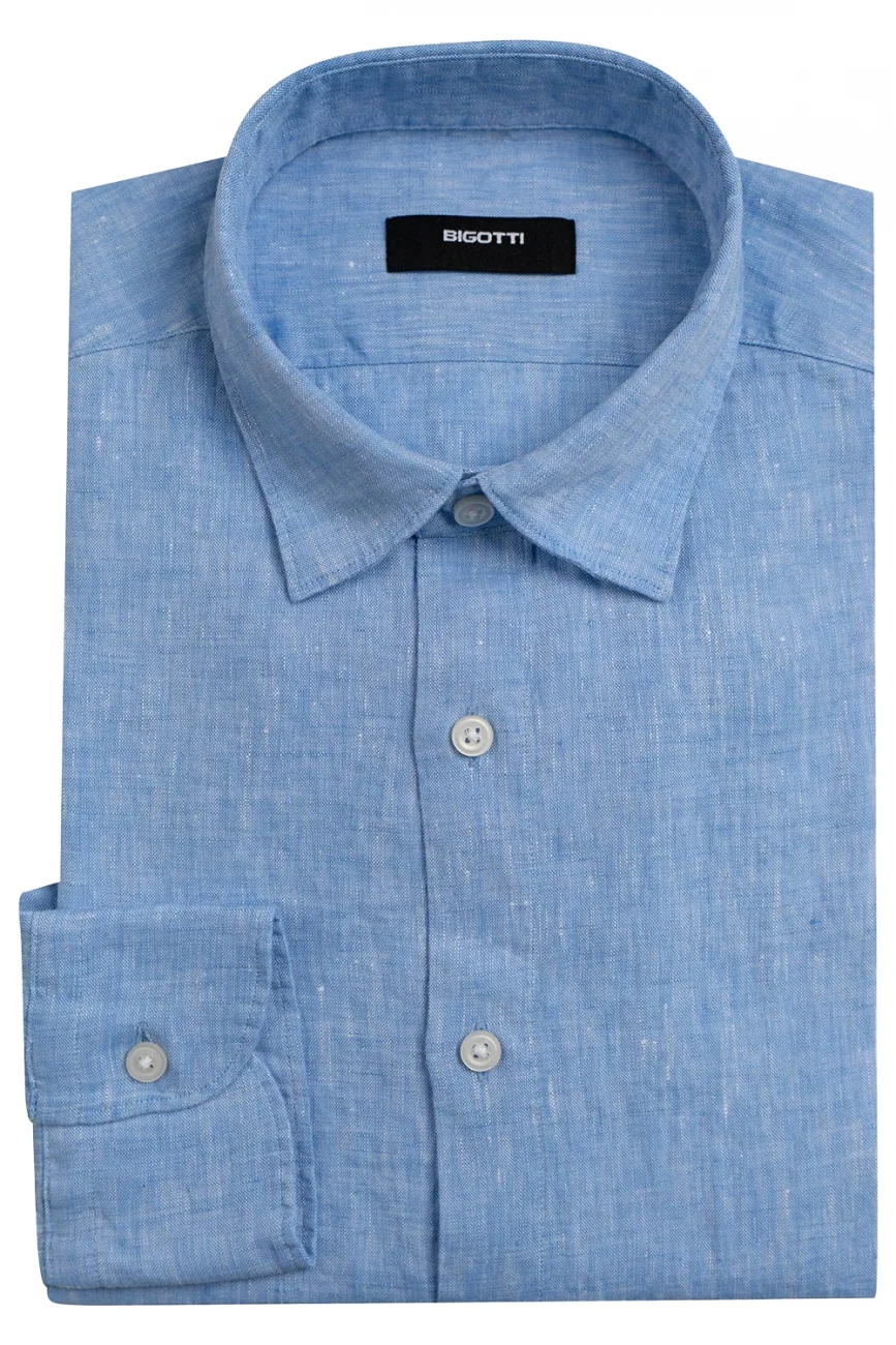 Camasa din in shaped bleu M