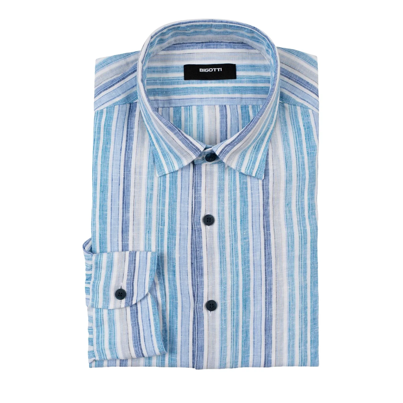 Camasa din in shaped in dungi alba Xl