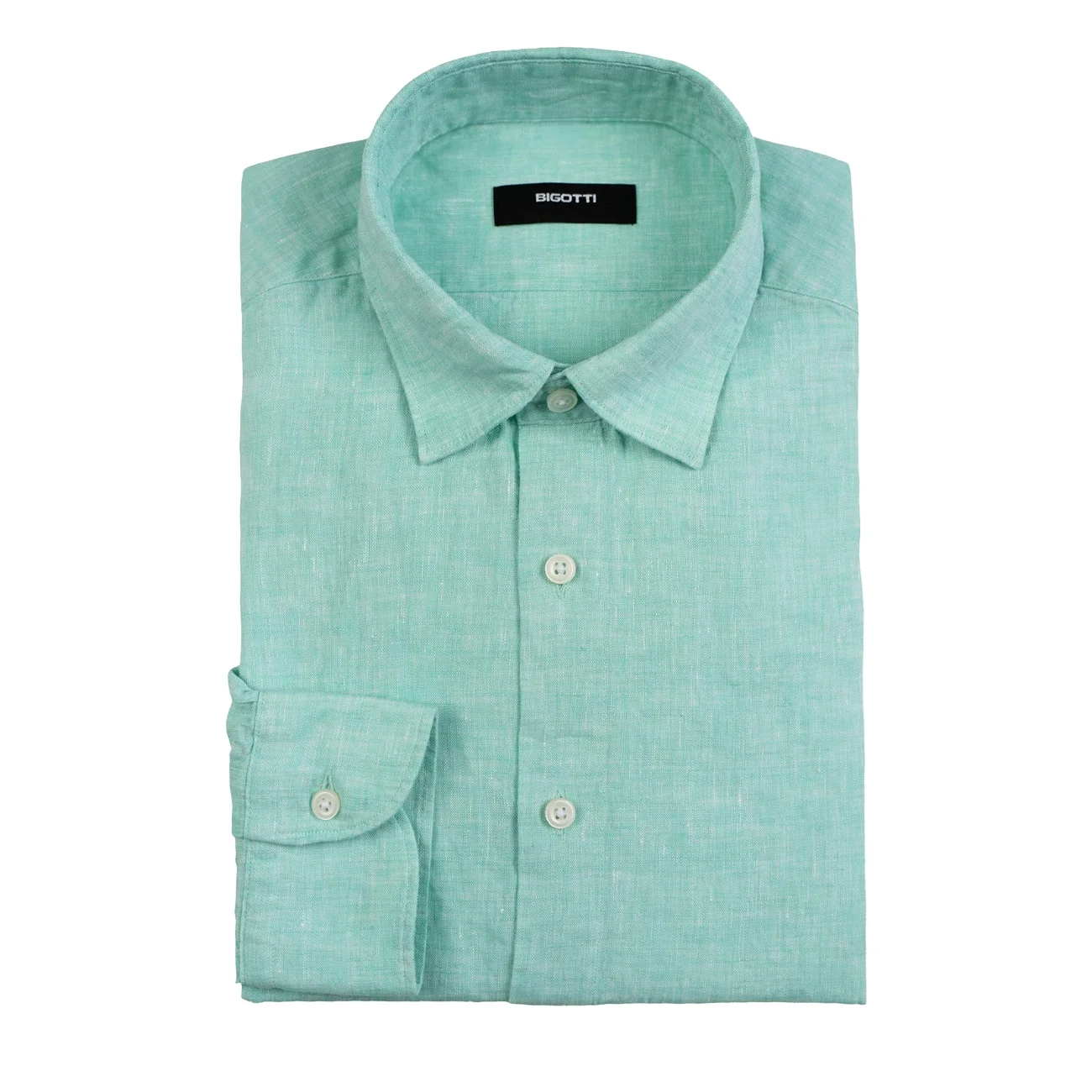 Camasa din in shaped verde L