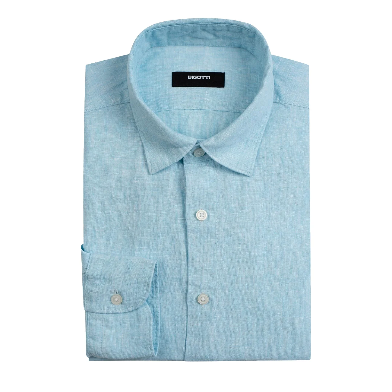 Camasa din in slim albastra uni Xl