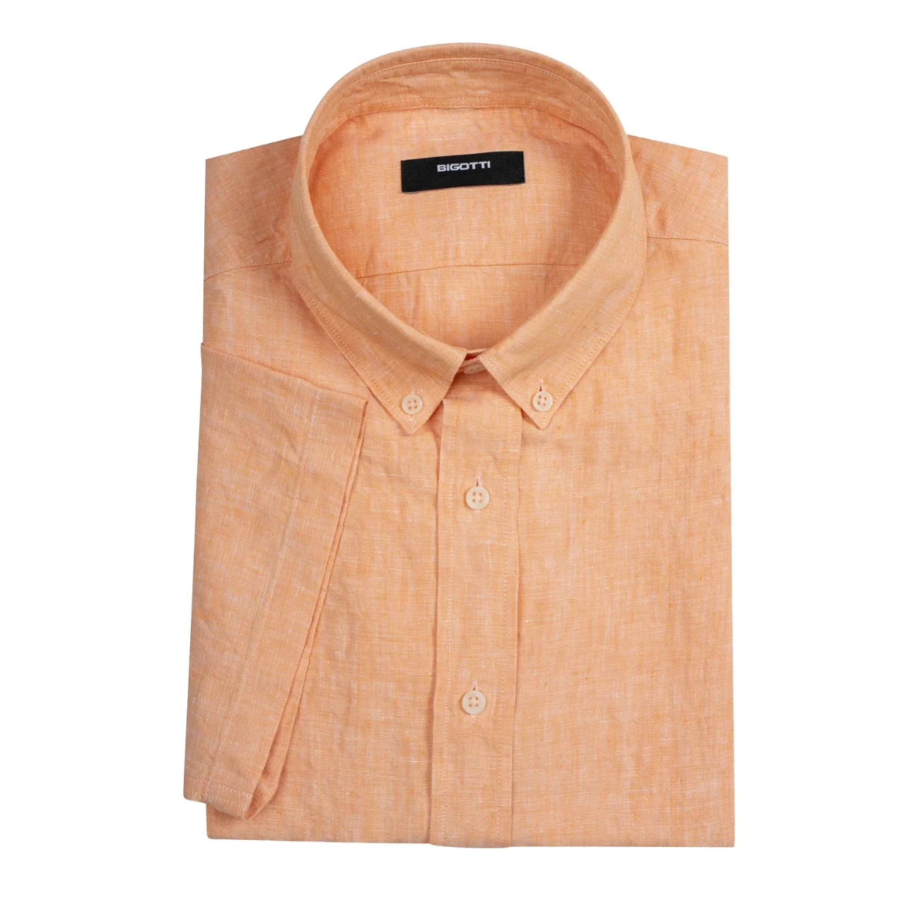 Camasa maneca scurta din in superslim oranj  M