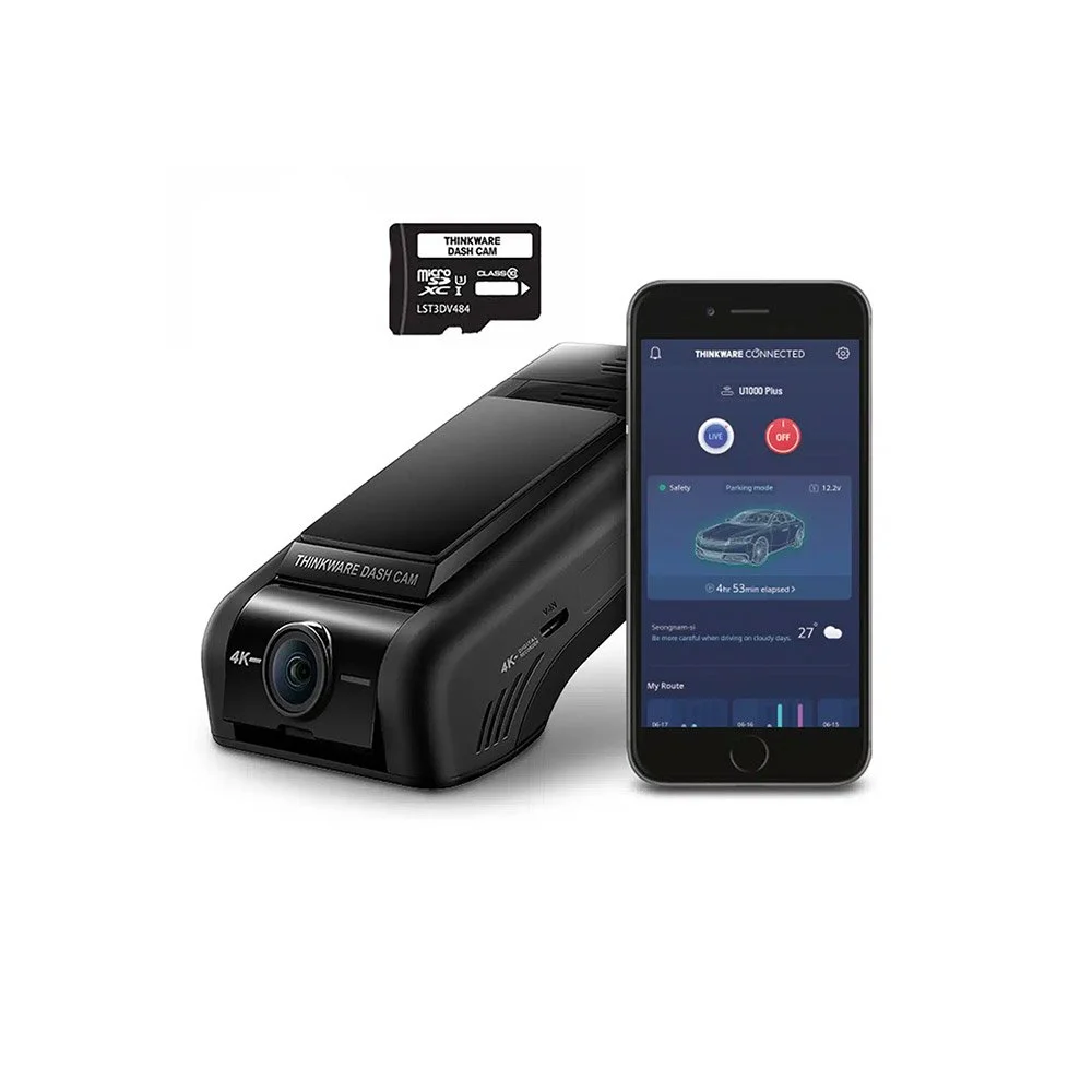 Camera auto Thinkware U1000 PLUS 1CH, 8 MP, GPS, WiFi, Bluetooth, mod parcare, asistenta trafic, hardwire, card 64 GB