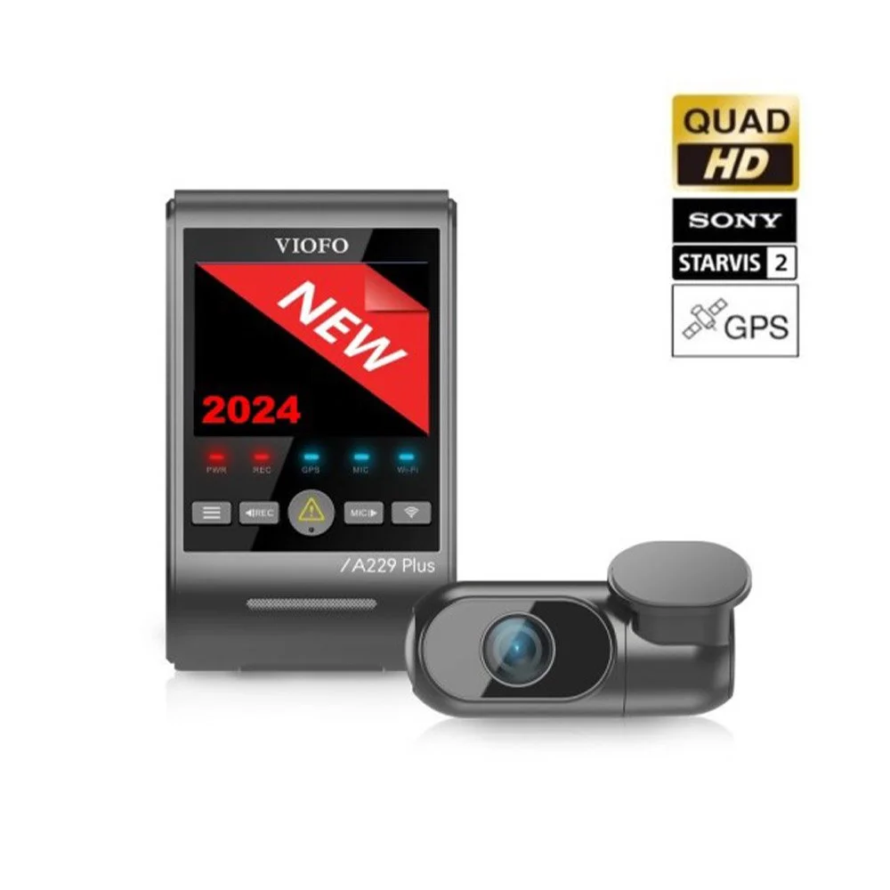 Camera auto WiFi dual band fata/spate Viofo A229 PLUS 2CH, 2x 4 MP, 2.4 - 5 GHz, GPS Logger, Night Vision, control vocal, slot card