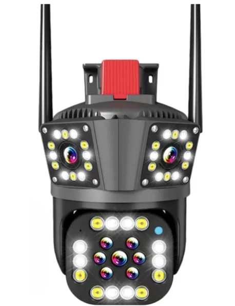 Camera de supraveghere inteligenta 4K cu senzor de miscare LED infrarosii si lumini LED albe