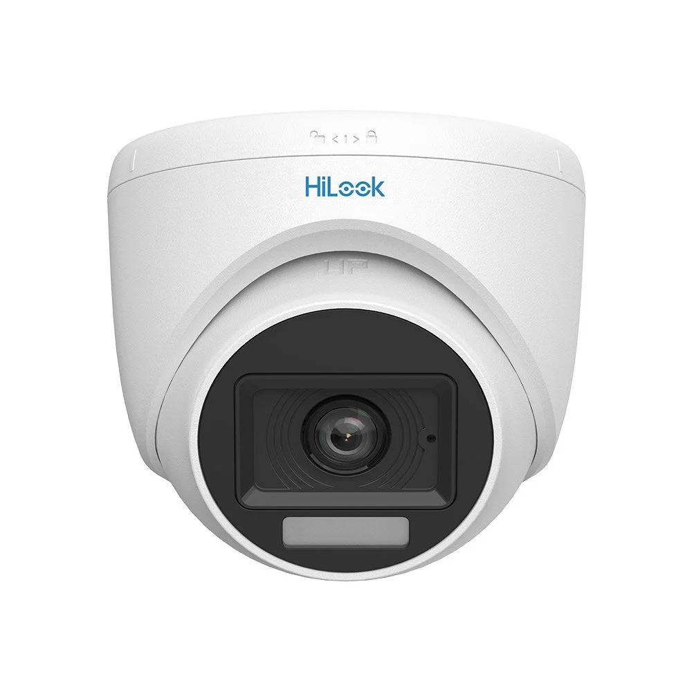 Camera supraveghere Dome Hikvision Smart Hybrid Light ColorVu HiLook THC-T129-LPS, 2 MP, 2.8 mm, IR/lumina alba 20 m, microfon incorporat