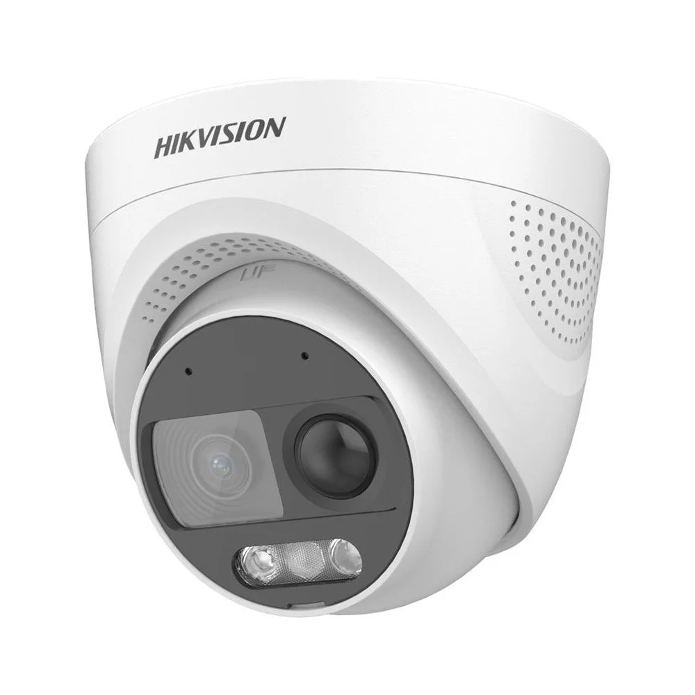 Camera supraveghere Dome PIR Hikvision ColorVu DS-2CE72DF3T-PIRXOS, 2 MP, lumina alba 20 m, 2.8 mm, microfon si difuzor, sirena, detectie miscare, IP67