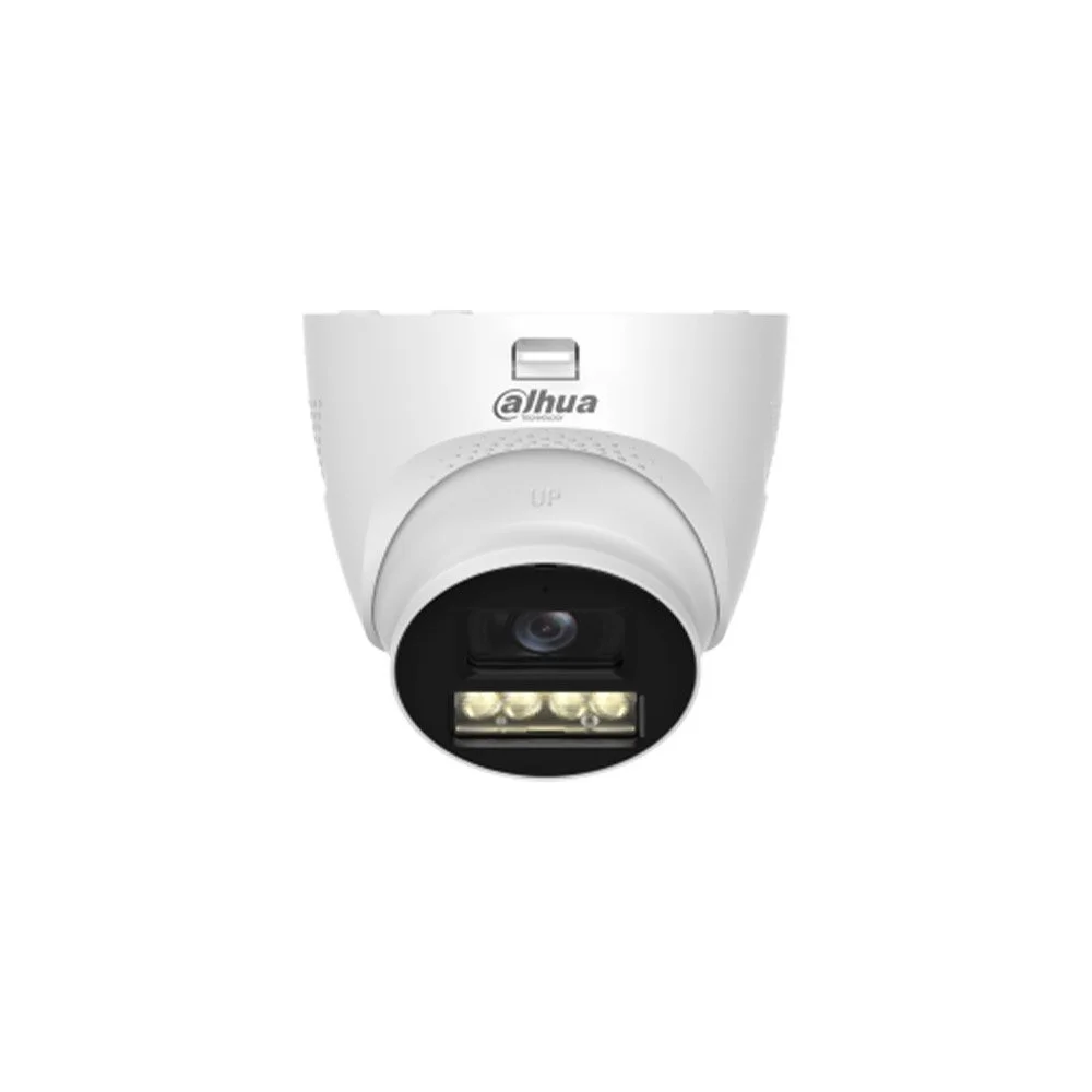 Camera supraveghere exterior Dome HDCVI cu iluminare duala Dahua HAC-HDW1200TQ-IL-T-0280B-DIP, 2 MP, 2.8 mm, IR/lumina alba 40 m, microfon si difuzor
