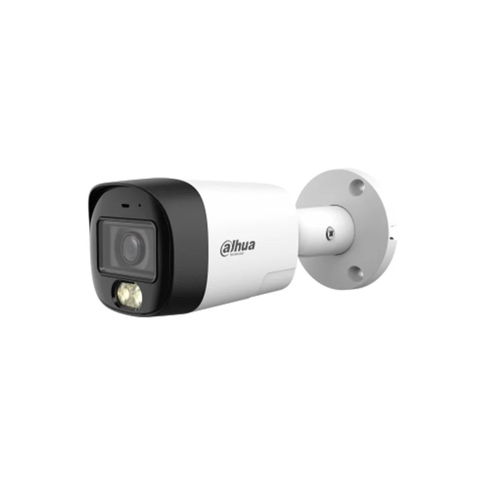 Camera supraveghere exterior HDCVI cu iluminare duala Dahua HAC-HFW1200RM-IL-T-0280B-DIP, 2MP, 2.8 mm, IR/lumina alba 30 m, microfon si difuzor
