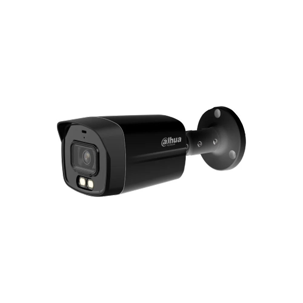 Camera supraveghere exterior HDCVI cu iluminare duala Dahua HAC-HFW1500TLMP-IL-A-0280B-S2, 5 MP, 2.8 mm, IR/lumina alba 40 m, microfon, neagra
