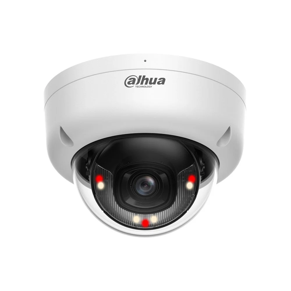 Camera supraveghere IP Dome cu iluminare duala Dahua IPC-HDBW1439E1-A-IL, 4 MP, 2.8 mm, IR/lumina alba 30m, microfon, PoE