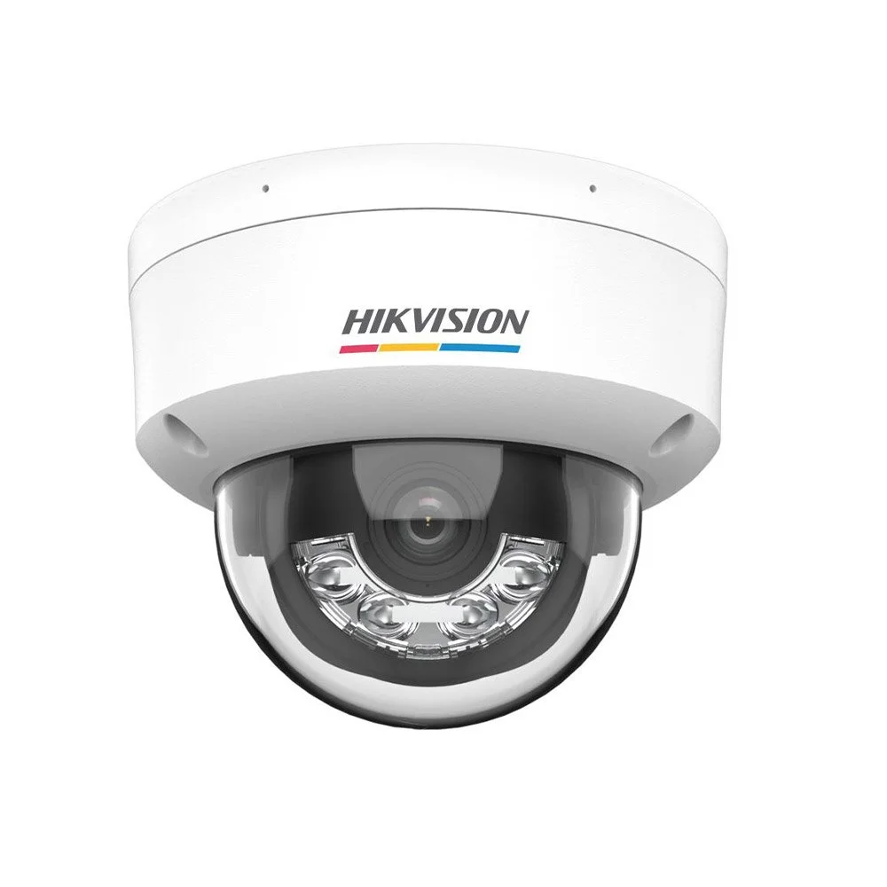 Camera supraveghere IP dome cu iluminare duala Hikvision ColorVu DS-2CD1167G2H-LIU, 6 MP, lentila 4 mm, microfon, IR + lumina alba 30 m, IP67, PoE