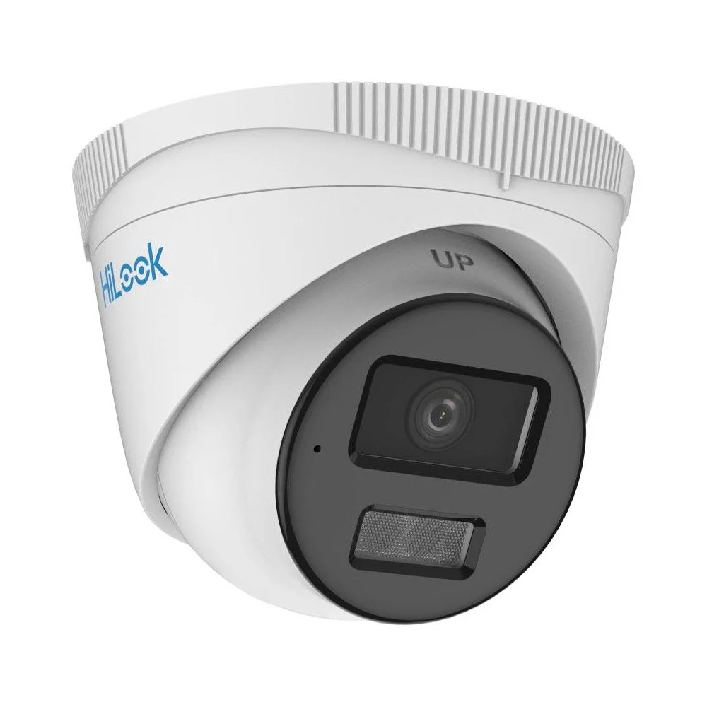 Camera supraveghere IP Dome cu iluminare duala Hikvision Hilook Smart Hybrid Light ColorVu IPC-T249HA-LU, 4 MP, IR/lumina alba 30 m, 2.8 mm, microfon, PoE