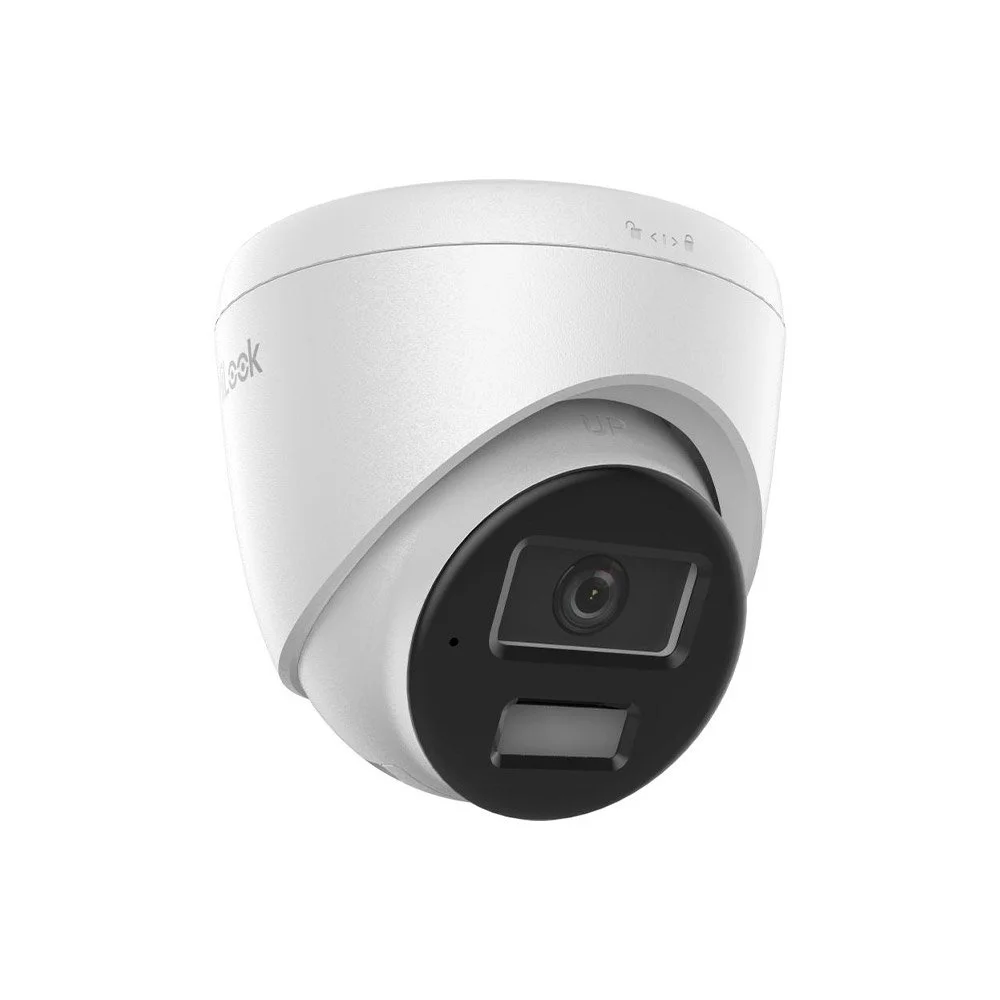 Camera supraveghere IP Dome cu iluminare duala Hikvision HiLook Smart Hybrid Light IPC-T220HA-LUF/SL, 2 MP, 2.8 mm, IR / lumina alba 30 m, detectie oameni / vehicule, slot card, microfon, PoE