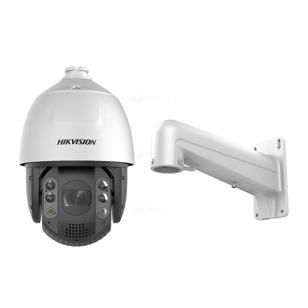 Camera supraveghere IP Speed Dome Hikvision AcuSense DS-2DE7A432IW-AEB(T5), 4 MP, IR 200 m, 5.9 - 188.8 mm, motorizat, slot card, Hi-PoE, 32X + suport, detectie faciala, auto-tracking