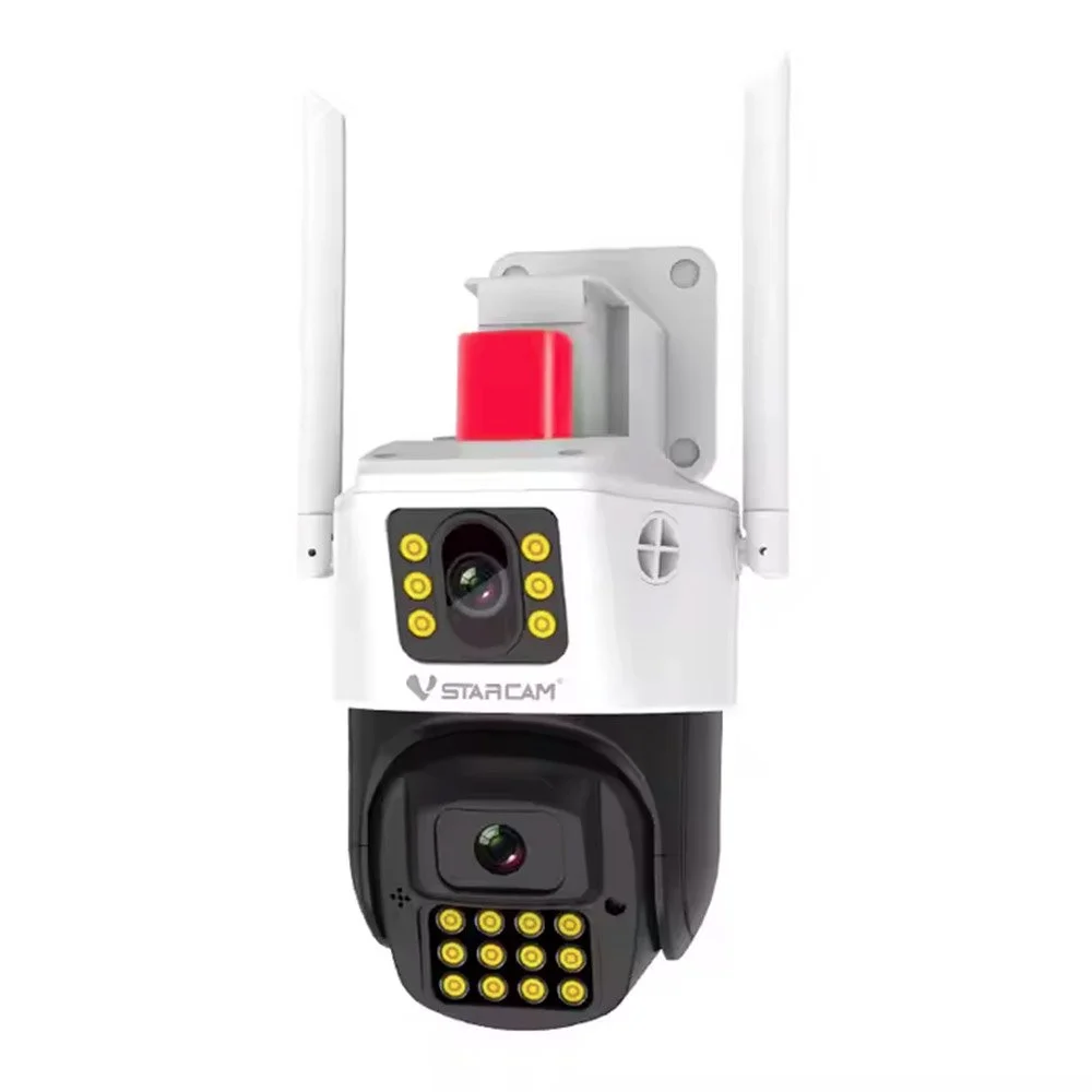 Camera supraveghere IP Speed Dome rotativa WiFi PT cu lentila duala Vstarcam AF663DR, 2 MP, 4 - 6 mm, microfon si difuzor, slot card, detectie incendiu si fum, IR/lumina alba 30m, sirena