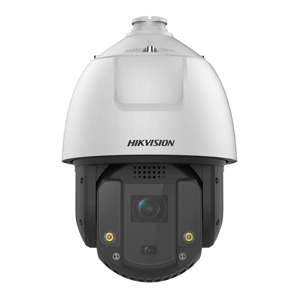 Camera supraveghere rotativa IP PTZ Speed Dome cu lentila duala Hikvision Acusense DS-2DE7S425MW-AEB5, 4 MP, IR 200 m, lumina alba 30 m, 4 mm / 4.5 - 112.5 mm, motorizat, 25x, slot card, PoE