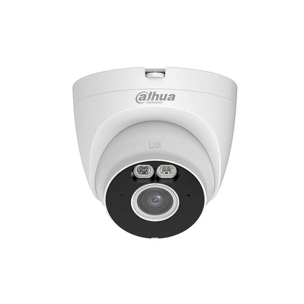 Camera supraveghere wireless IP Dome WiFi 6 cu iluminare duala Dahua IPC-T3A-IL-0280B, 3 MP, 2.8 mm, IR/lumina alba 30 m, microfon, slot card, detectie om/vehicul AI, bluetooth