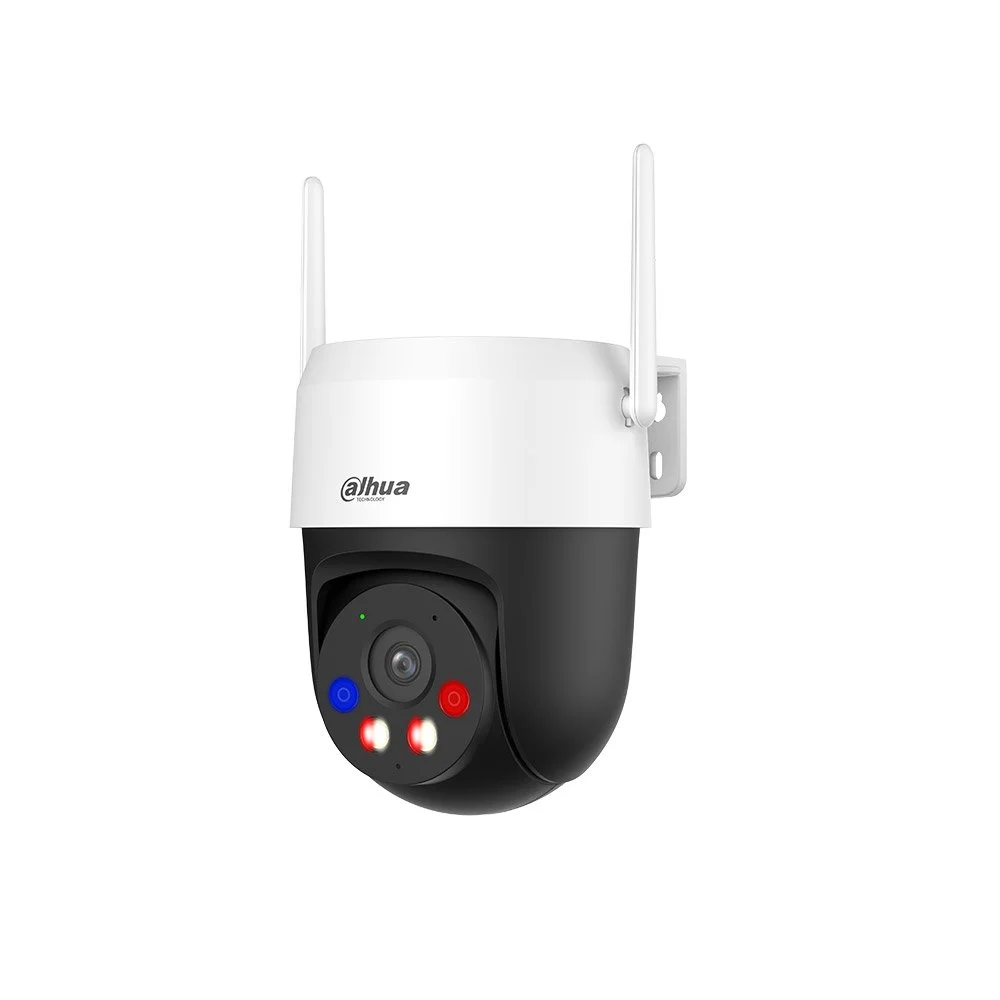 Camera supraveghere wireless PT cu iluminare duala Dahua IPC-P5AS-PV, Wi-Fi 6, 5 MP, 4 mm, 2.4-5 GHz, IR/Lumina calda 30 m, alarma, microfon si difuzor, slot card