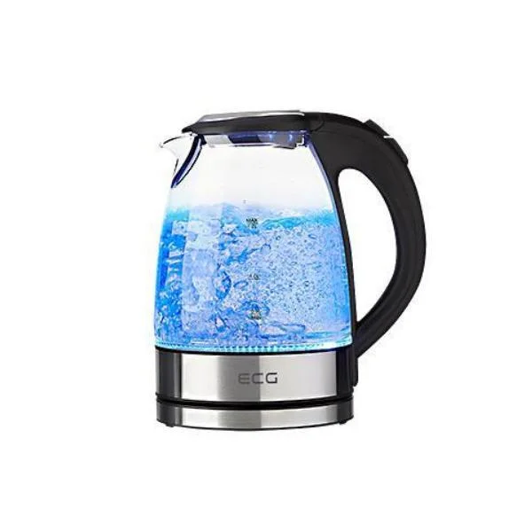 Cana electrica fierbator din sticla ECG RK 1776 Glass, 1,7 L, 2200 W, lumina albastra de fundal