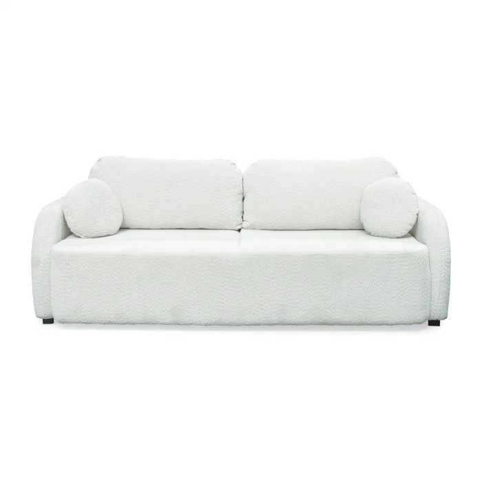 Canapea extensibila NOVA, 3 locuri, cu arcuri si lada depozitare, alb, 226x103x90 cm