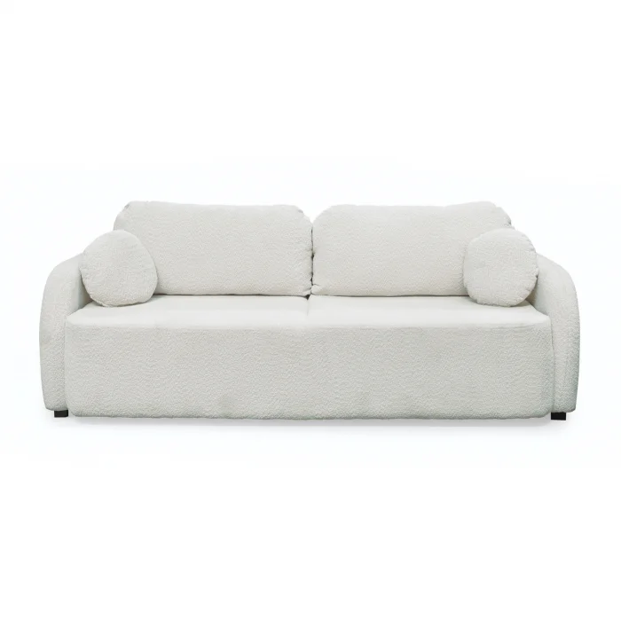 Canapea extensibila NOVA, 3 locuri, cu arcuri si lada depozitare, crem, 226x103x90 cm