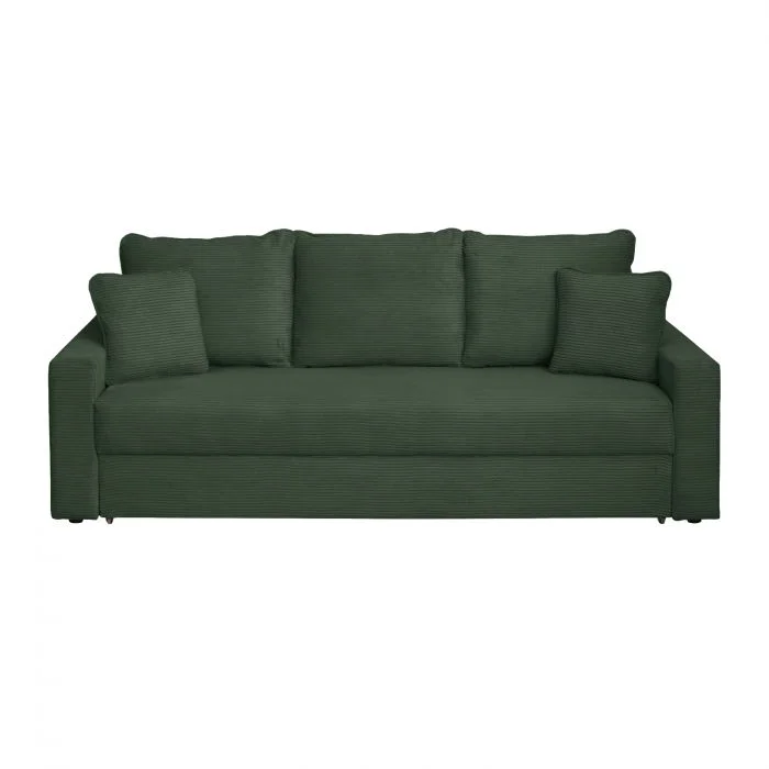Canapea NICO II LUX extensibila, 3 locuri, cu arcuri si lada depozitare, verde smarald, 220x85x75 cm