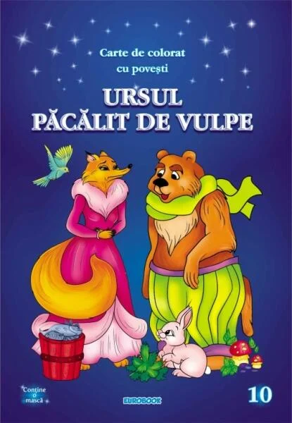 Carte de colorat cu povești. Ursul păcălit de vulpe - Paperback - Eurobookids