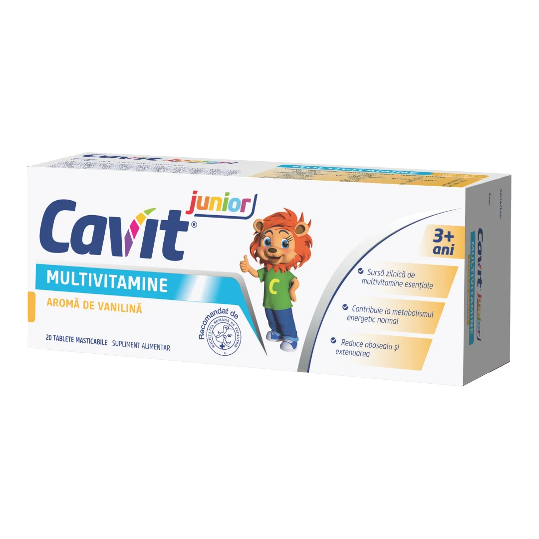 Cavit Junior Vanilie, 3 ani+, 20 tablete masticabile, Biofarm