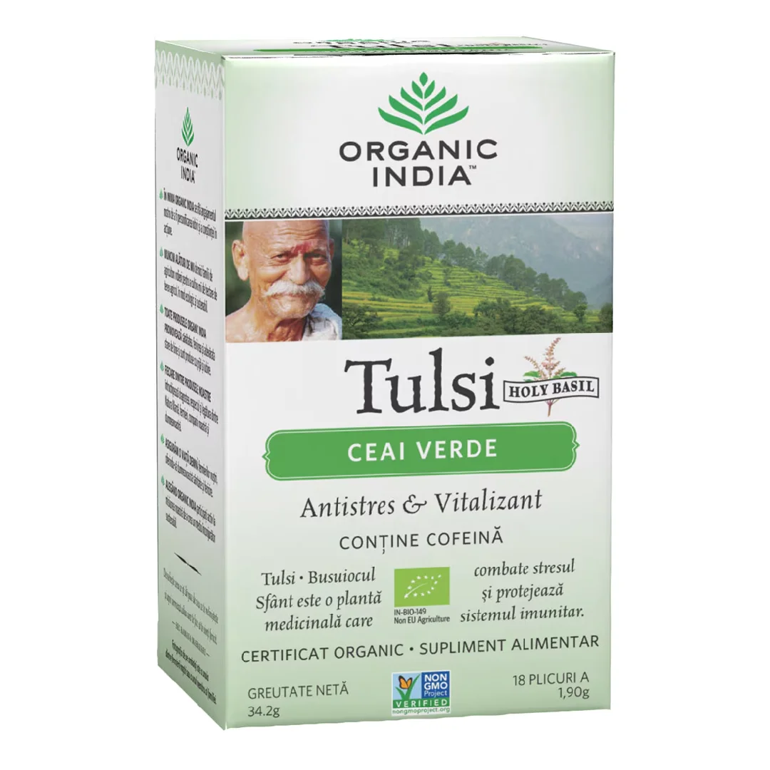 Ceai Tulsi Verde, 18 plicuri, Organic India