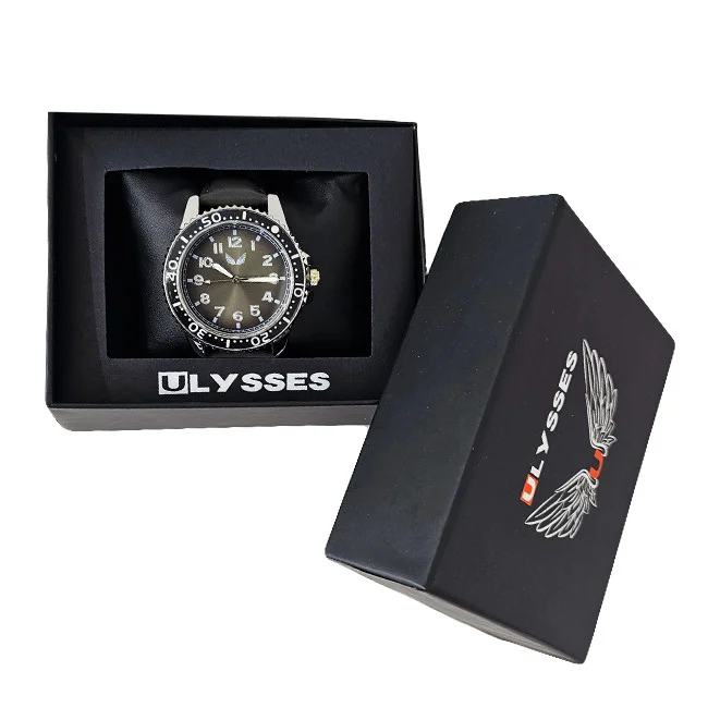 Ceas barbatesc Ulysses GAMMA, cu quartz si cadran din otel inoxidabil, in cutie eleganta, Argintiu