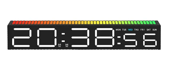 Ceas decorativ ecran LED RGB functie de captare a sunetului afisare ora alarma 3 niveluri de reglare a luminozitatii