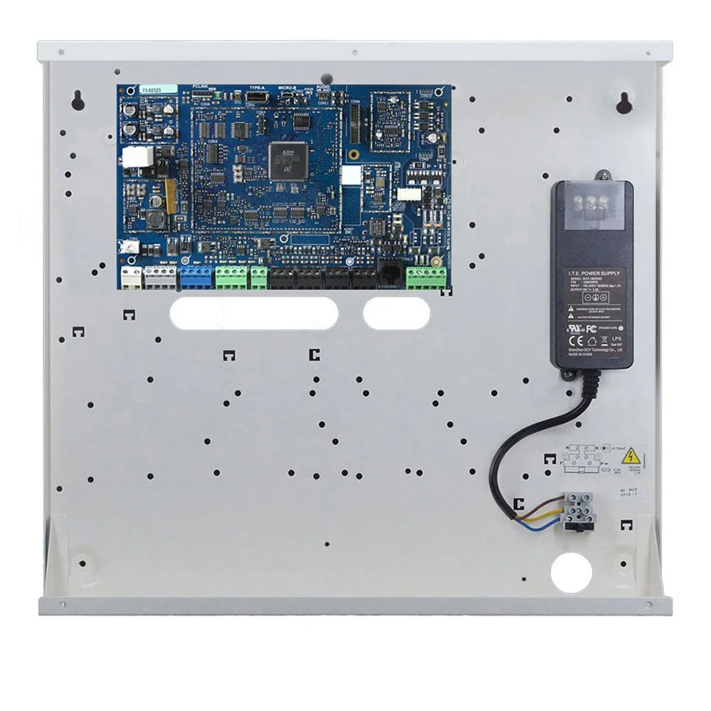 Centrala alarma antiefractie hibrid DSC PowerSeries PRO-HS3128M, 8 partitii, 8-128 zone, 1000 utilizatori, PowerG, cabinet metalic